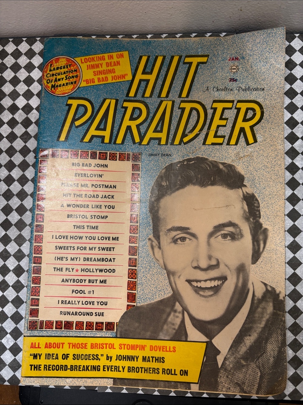 Hit Parader Vintage Music Magazine Cover - Blue & Yellow